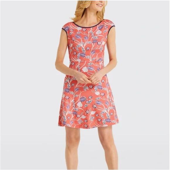 DRAPER JAMES Floral Ponte A-Line Dress Coral // XS - Picture 1 of 9
